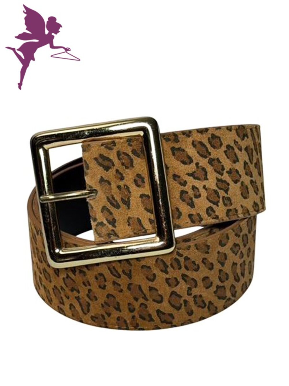 Genuine Suede Leopard Belt With Goldtone Buckle